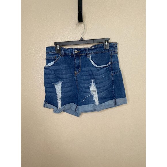 Song womens Jean Shorts 15/32 curvy high rise cuffed  cotton pockets distressed - Picture 1 of 7